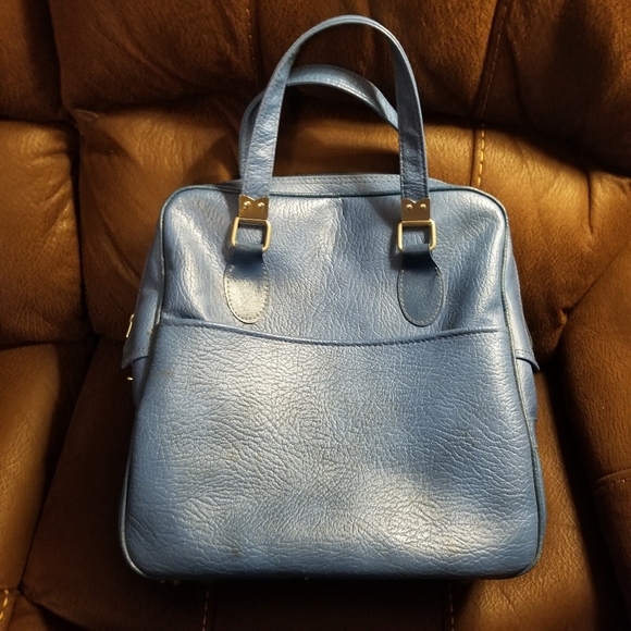 Vintage Handbags - 60s Azure Blue Weekend Travel Bag
